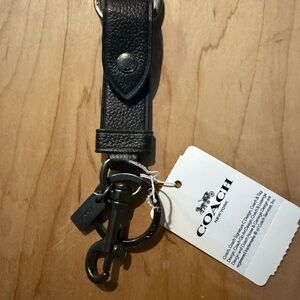 BRAND NEW Coach Black Leather Keychain Accessory